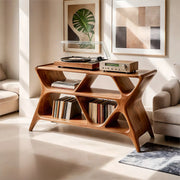 Modern Geometric Wooden Bookshelf | Vinyl Record Stand