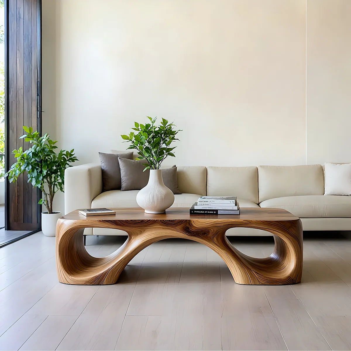 Sculptural Solid Wood Coffee Table – Handcrafted Organic Modern Center Table