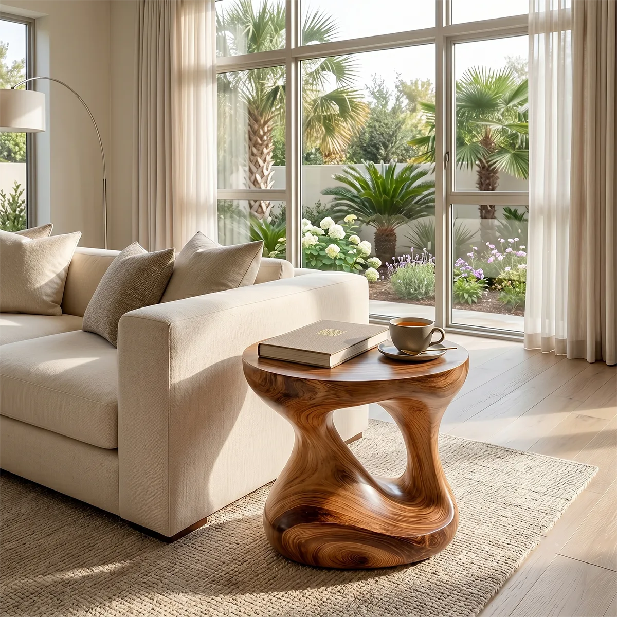 Organic Sculptural End Table with Fluid Open-Center Design TH003-2907