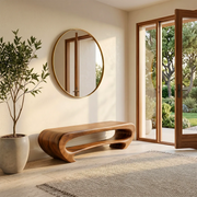 Organic Waterfall Console Bench, Sculptural Modern Entryway Seating TH003-2097