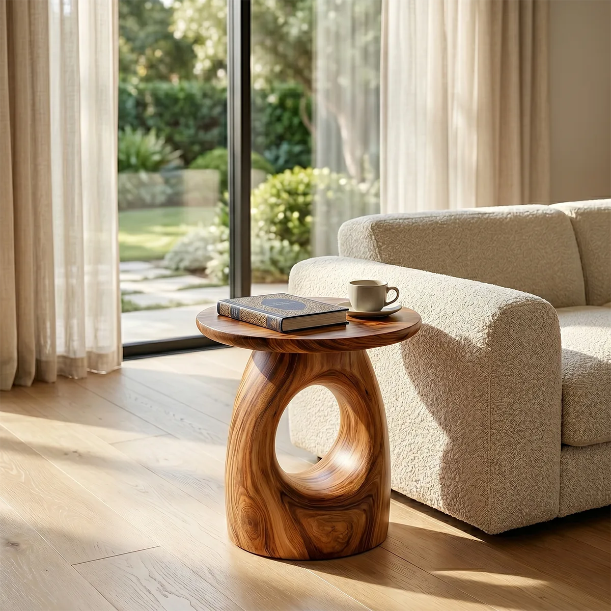 Organic Hollow End Table, Modern Sculptural Side Table for Living Room TH003-7576