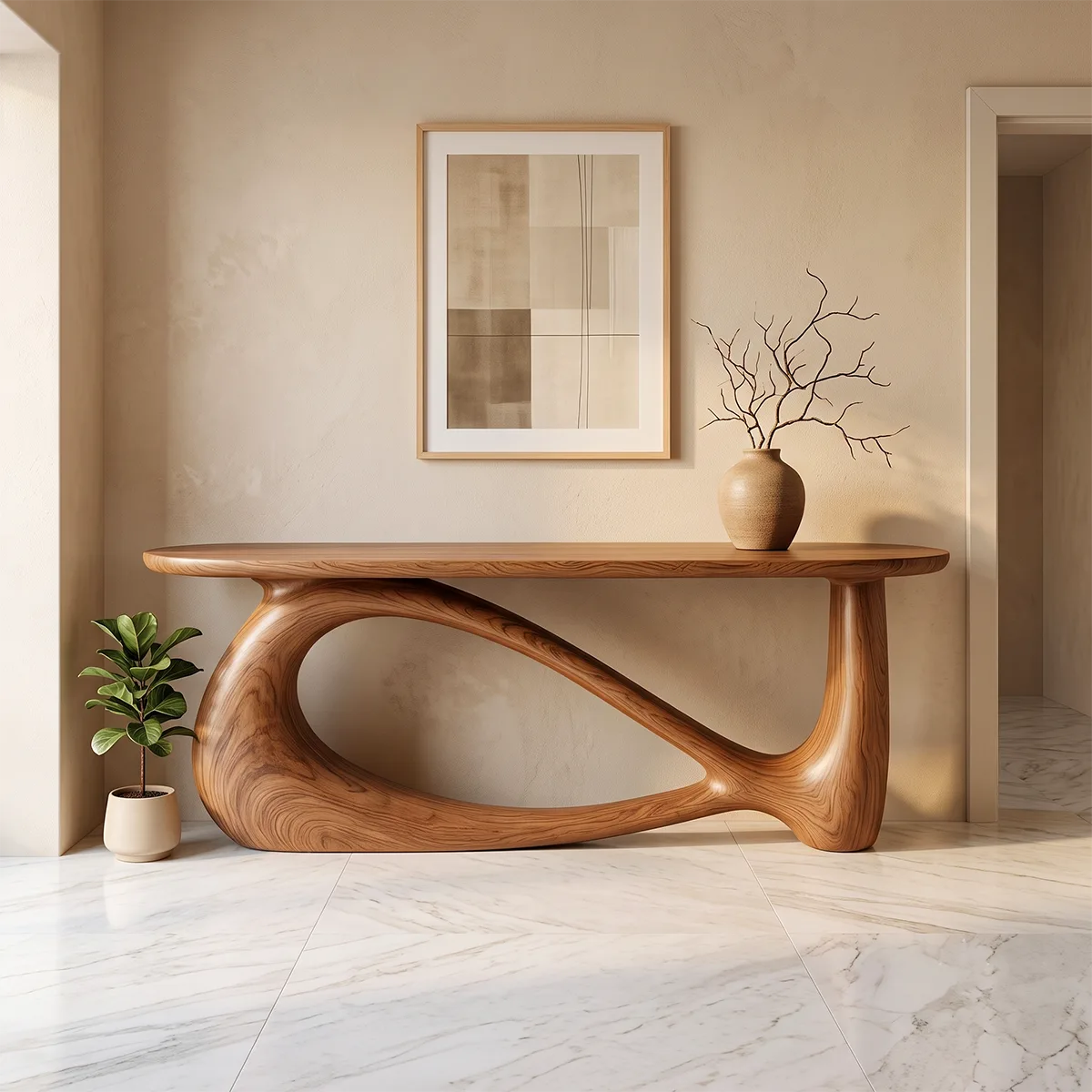 Modern Organic Console Table | Sculptural Entryway Accent Table for Contemporary Homes TH003-8476