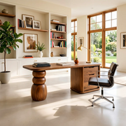 Organic Modern Executive Desk | Sculptural Office Desk with Storage TH003-5570