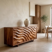 Modern Sideboard Cabinet | Wave Carved Buffet Cabinet with 2 Doors for Dining Room & Living Room TH003-9756