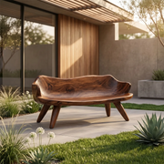 Contemporary Sculptural Bench with Hand-Carved Organic Form TH003-4142