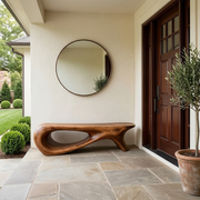 Organic Modern Wood Bench, Sculptural Entryway & Garden Seating TH003-2493