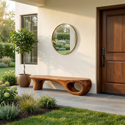 Handcrafted Organic Wood Bench with Sculptural Hollow Base TH003-2154