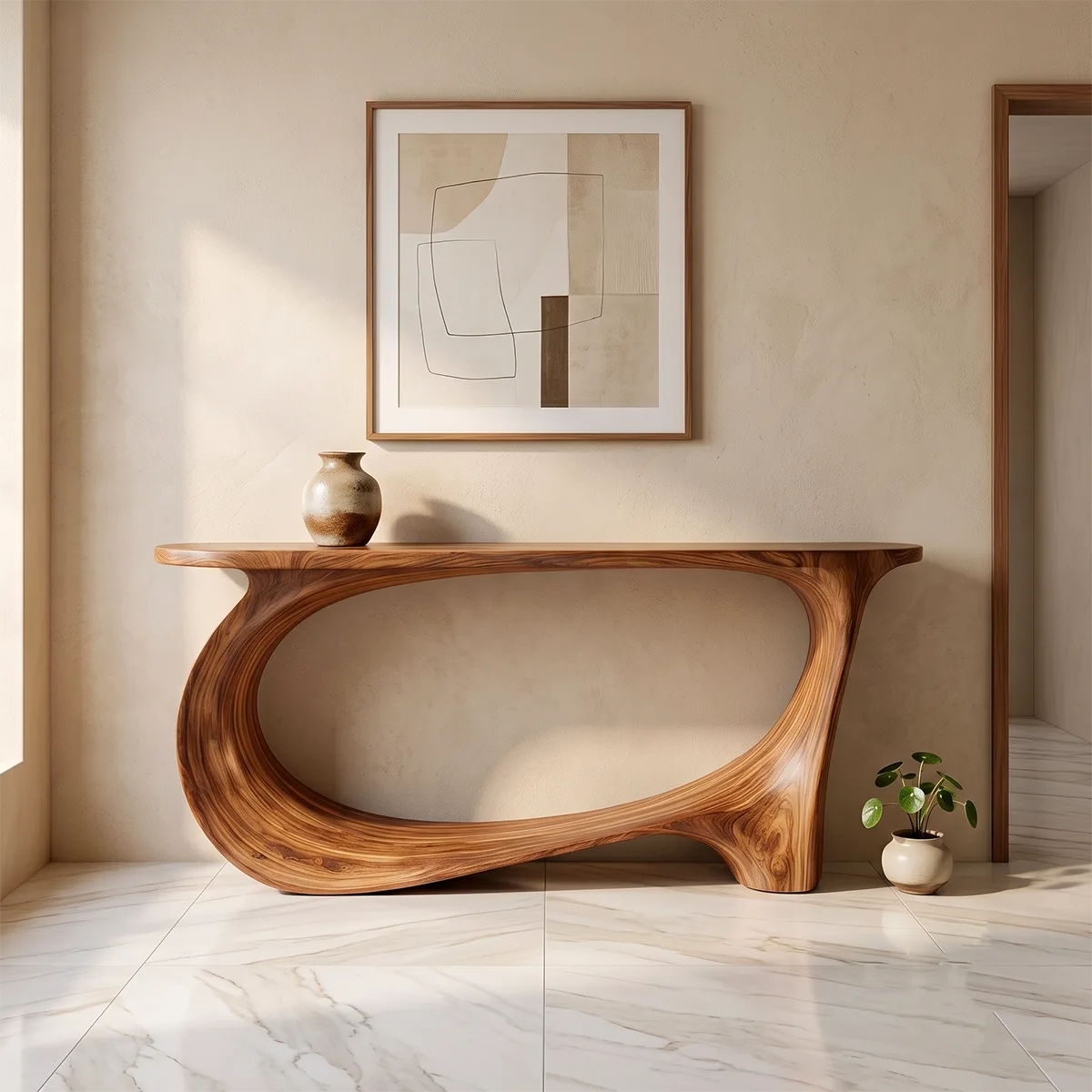 Modern Organic Console Table | Sculptural Entryway Table with Continuous Loop Base TH003-6488