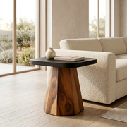 Modern Solid Wood End Table | Handcrafted Pedestal Side Table for Living Room & Bedroom TH003-1370