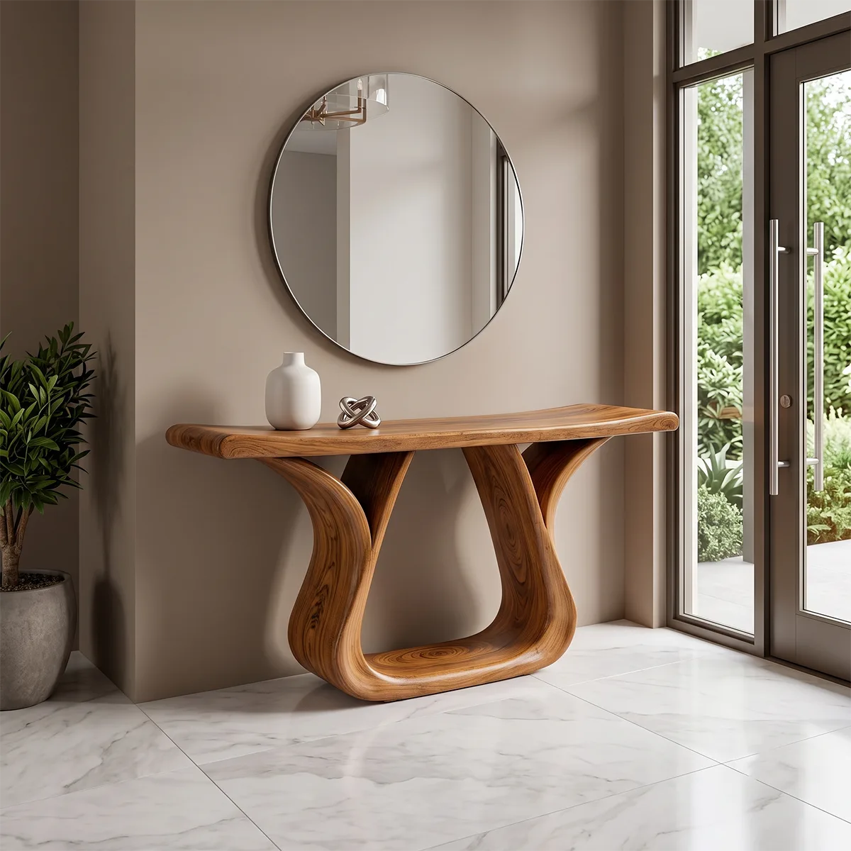 Modern Sculptural Console Table – Curved Entryway Table for Contemporary Homes TH003-9998