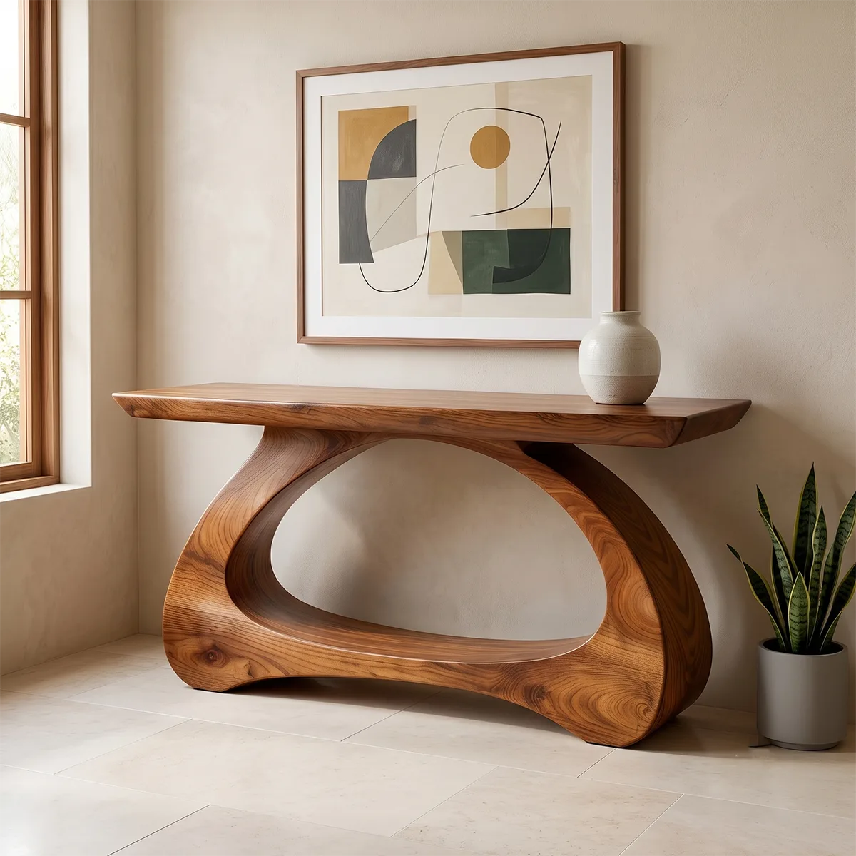 Modern Organic Console Table | Sculptural Entryway Hallway Sofa Table TH003-2093