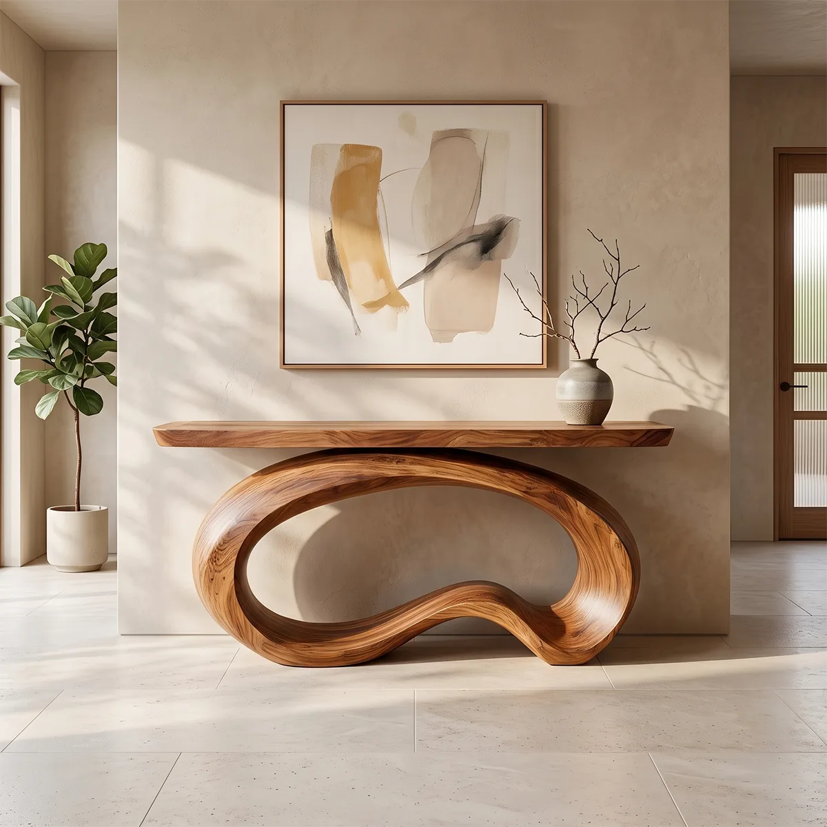 Modern Organic Console Table | Sculptural Entryway Hallway Accent Table TH003-5428