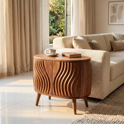 Round Sculptural End Table with Concealed Storage Cabinet TH003-3235