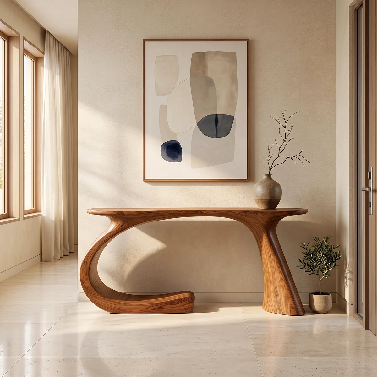 Modern Organic Console Table | Sculptural Entryway Hallway Accent Table TH003-9208