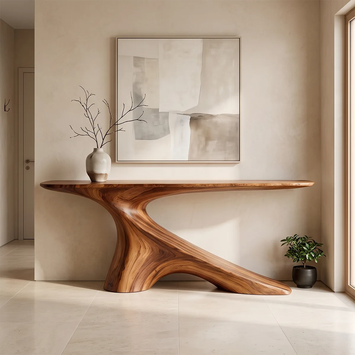 Modern Organic Console Table | Sculptural Entryway Hallway Accent Table TH003-5210