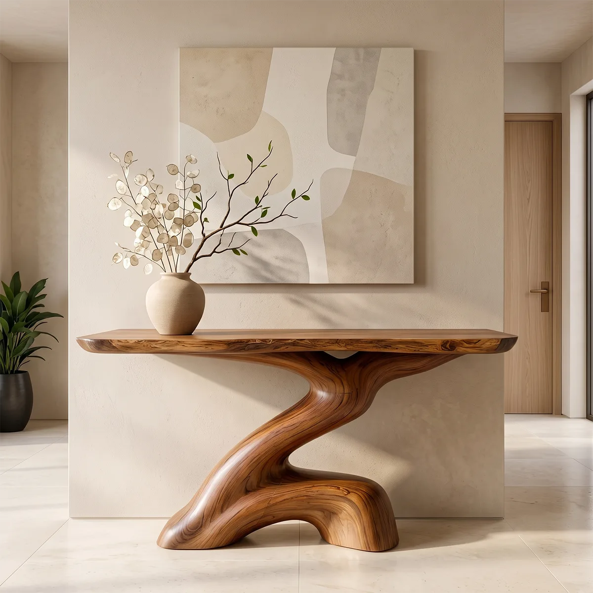 Modern Organic Console Table | Sculptural Entryway Hallway Accent Table TH003-3918