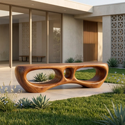 Modern Organic Outdoor Bench with Sculptural Open-Frame Design TH003-7833