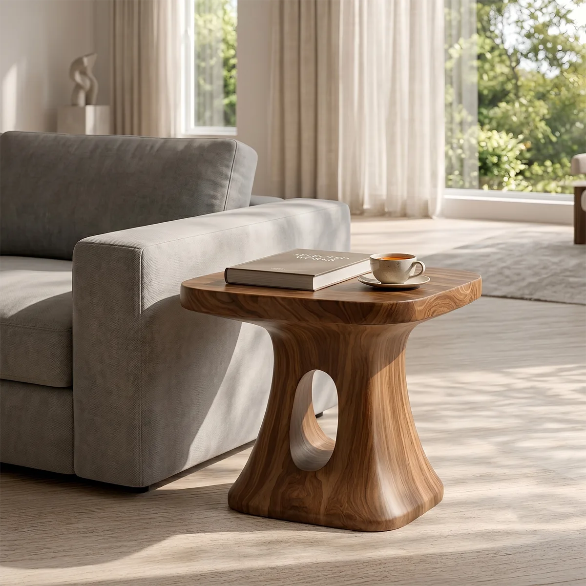 Modern Organic Side Table with Sculptural Open-Cut Base TH003-6097
