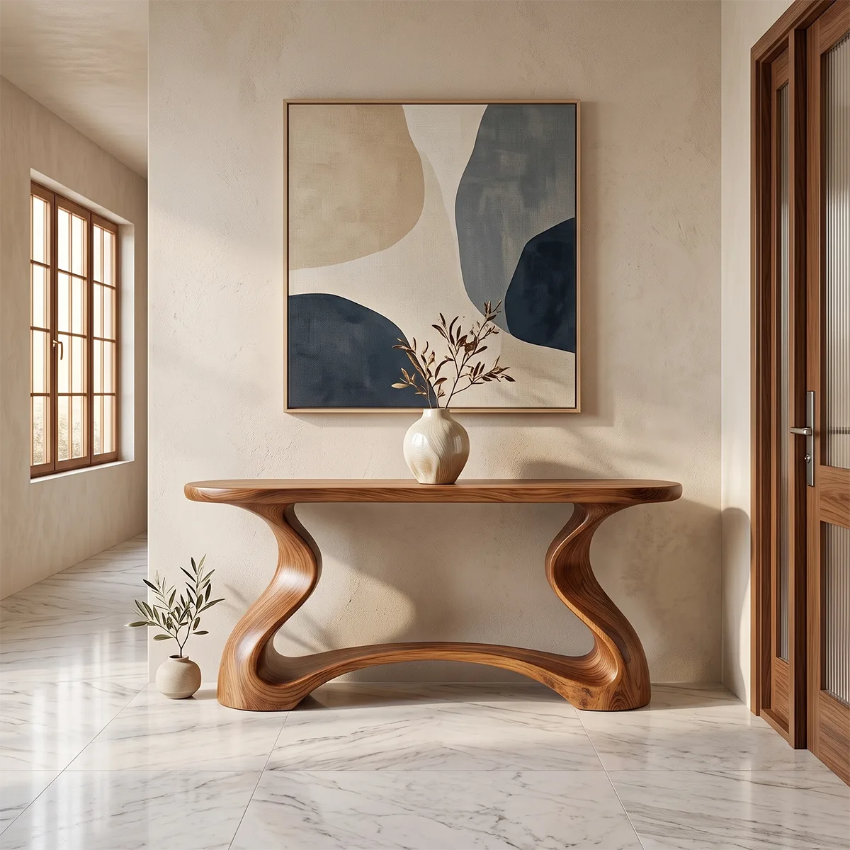 Modern Sculptural Console Table | Organic Entryway Hallway Accent Table TH003-7858