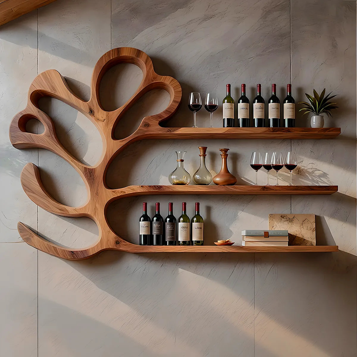 Arbor Halo Solid Wood Wall Wine Rack for Modern Dining Rooms TT006-9711