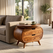 Rounded Modern End Table with Dual Drawer Storage TH003-9296