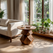 Modern Geometric Pedestal End Table with Sculptural Base TH003-4022