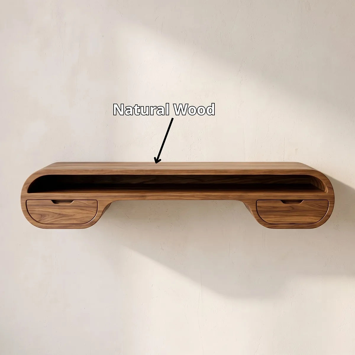 Organic Modern Floating Desk | Curved Wall Mounted Home Office Desk TH003-7888