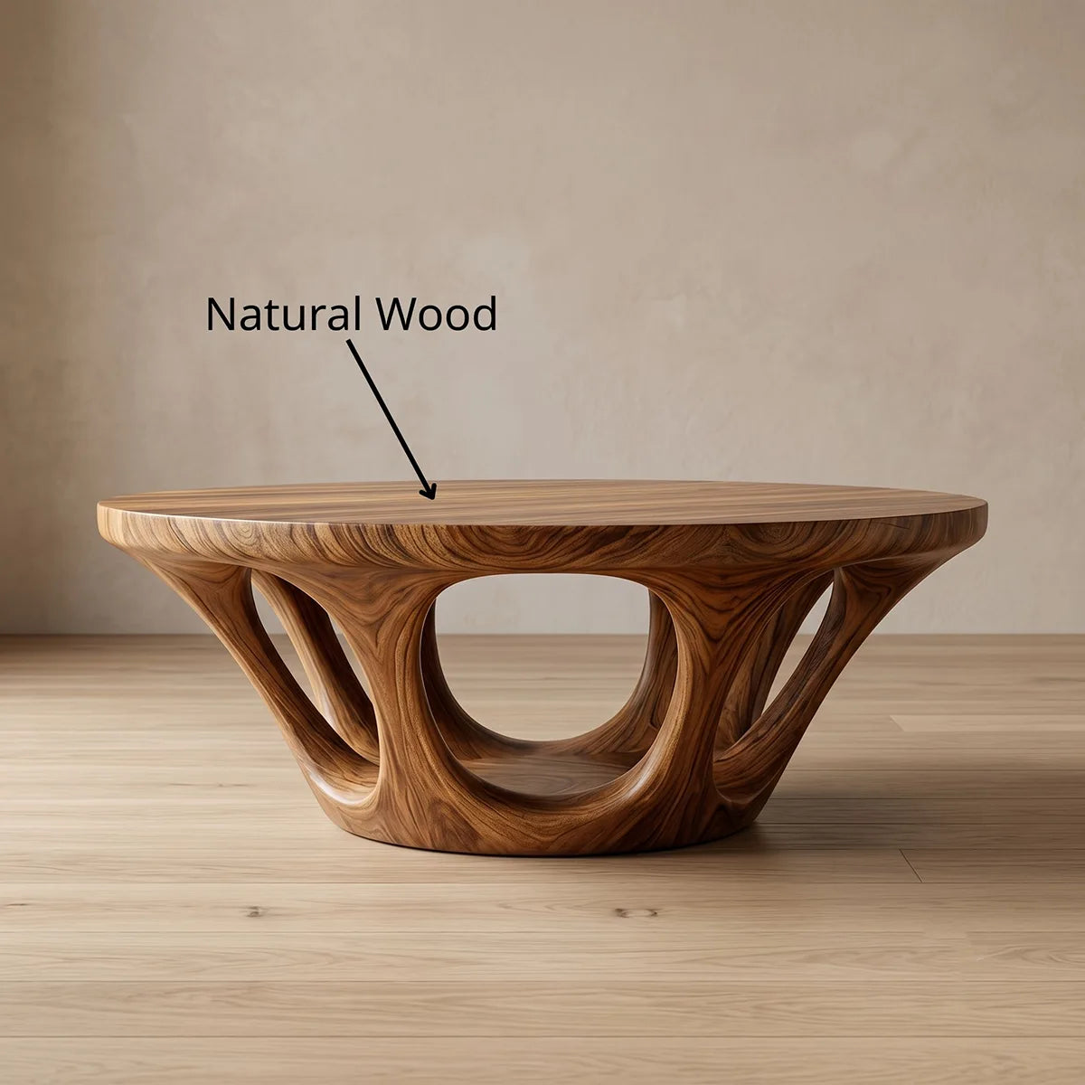 Round Solid Wood Coffee Table – Sculptural Organic Design TH003-1390
