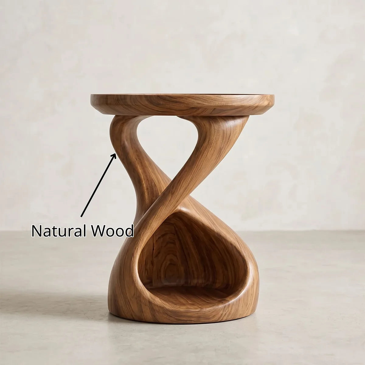 Hourglass Solid Wood Side Table with Storage | Sculptural End Table TH003-8108