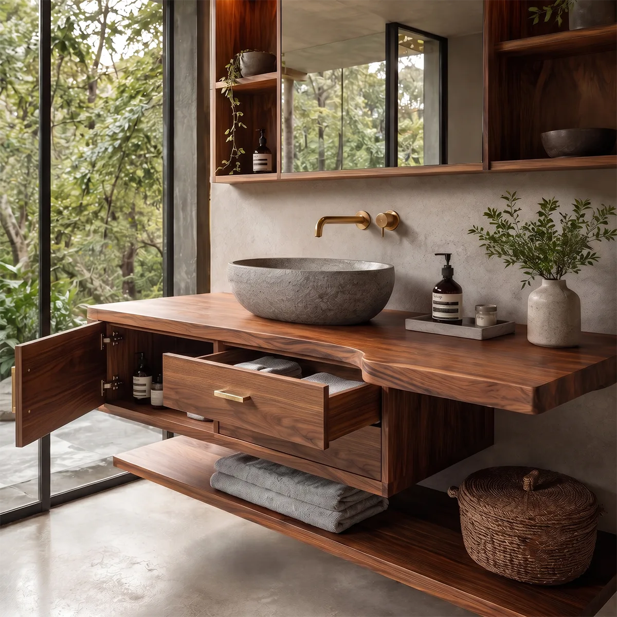 Floating Bathroom Vanity with Drawers & Lower Shelf | Modern Wall Mounted Vanity TT006-1NHY8EM
