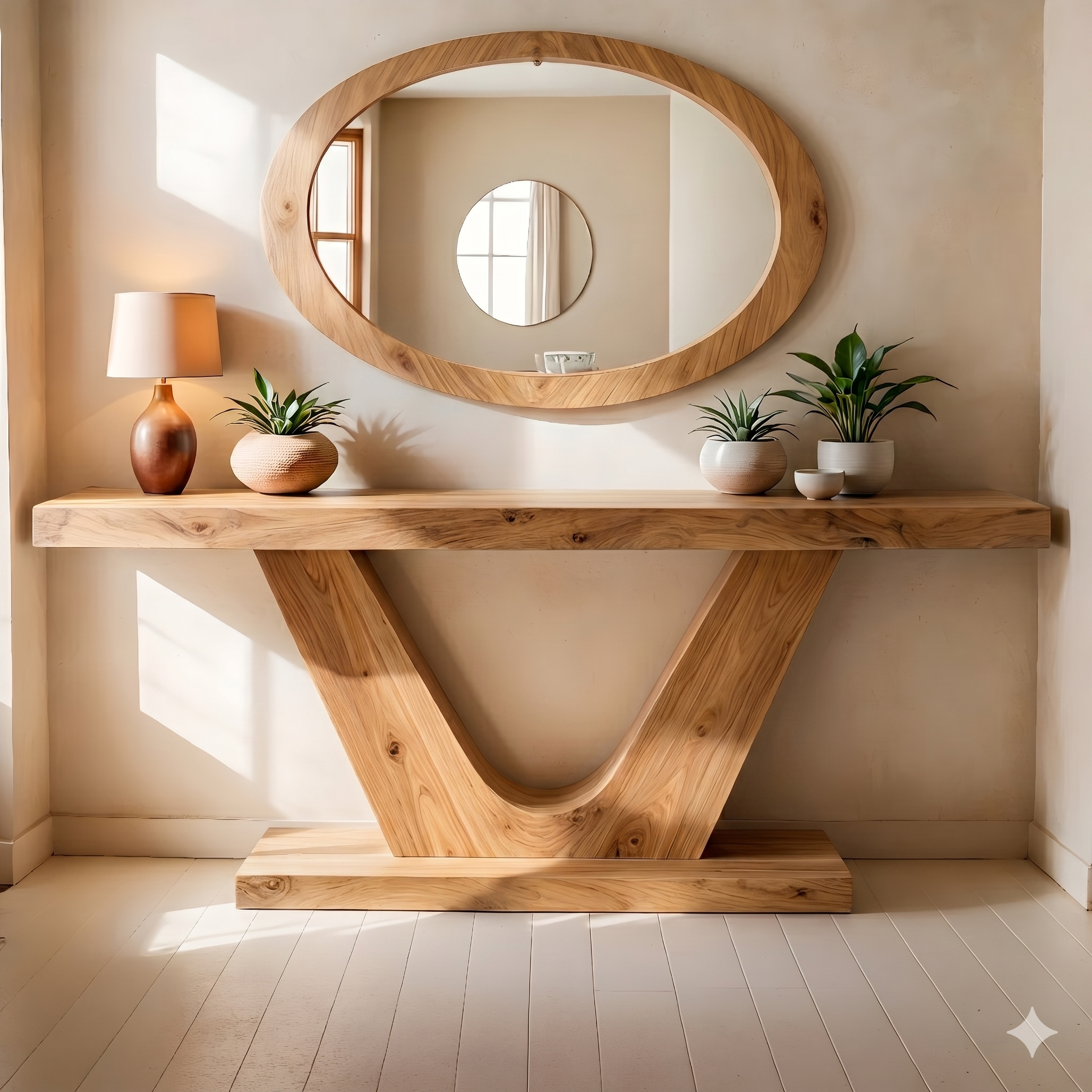 Sculptural Solid Wood Console Table for Entryways, Hallways & Living Rooms TT006-5294