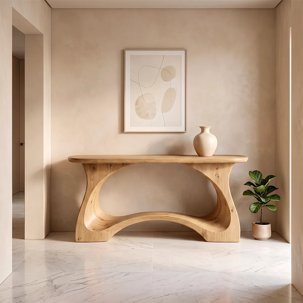 Modern Sculptural Console Table | Minimalist Entryway Hallway Accent Table TH003-6833