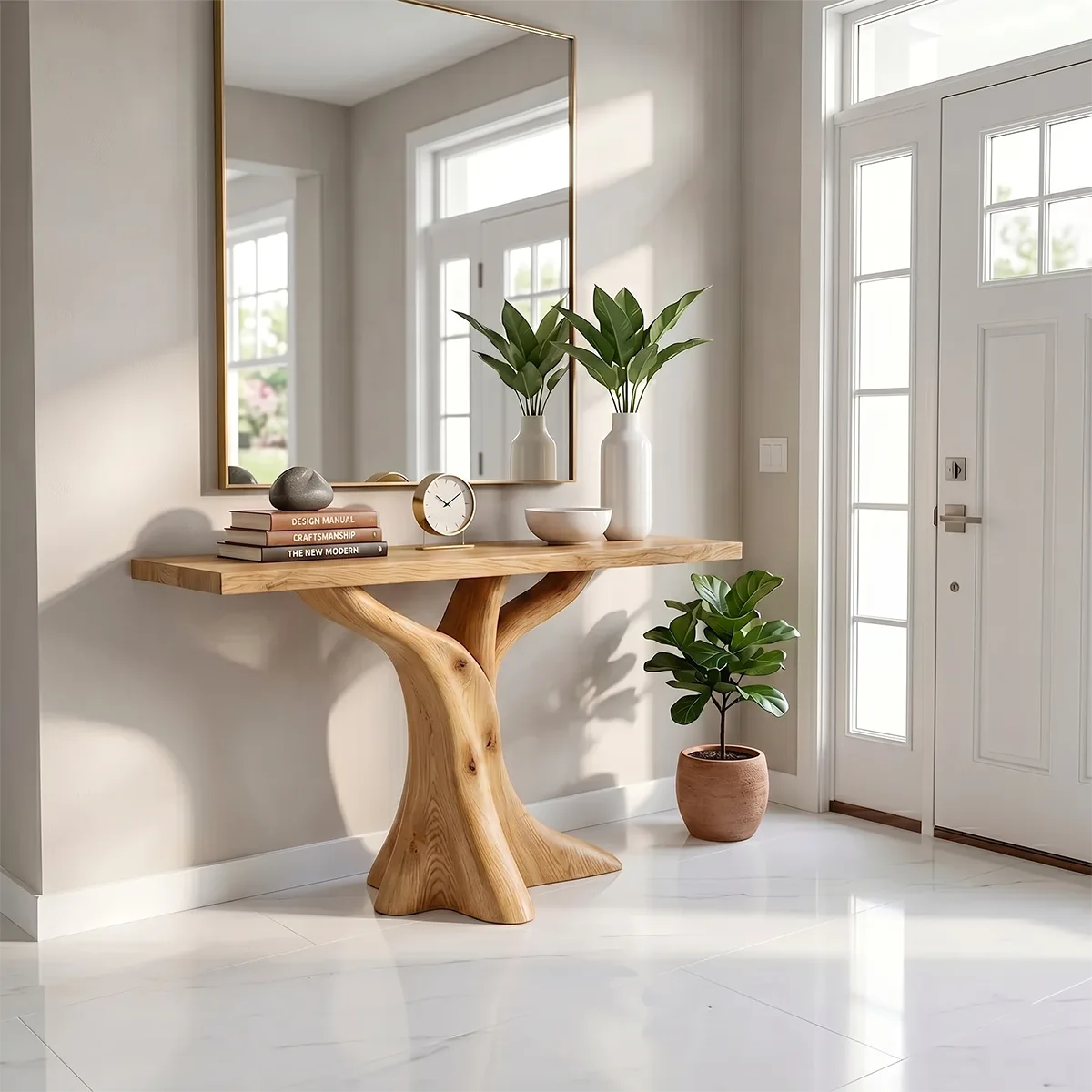 Natural Wood Console Table | Modern Entryway Hallway Table