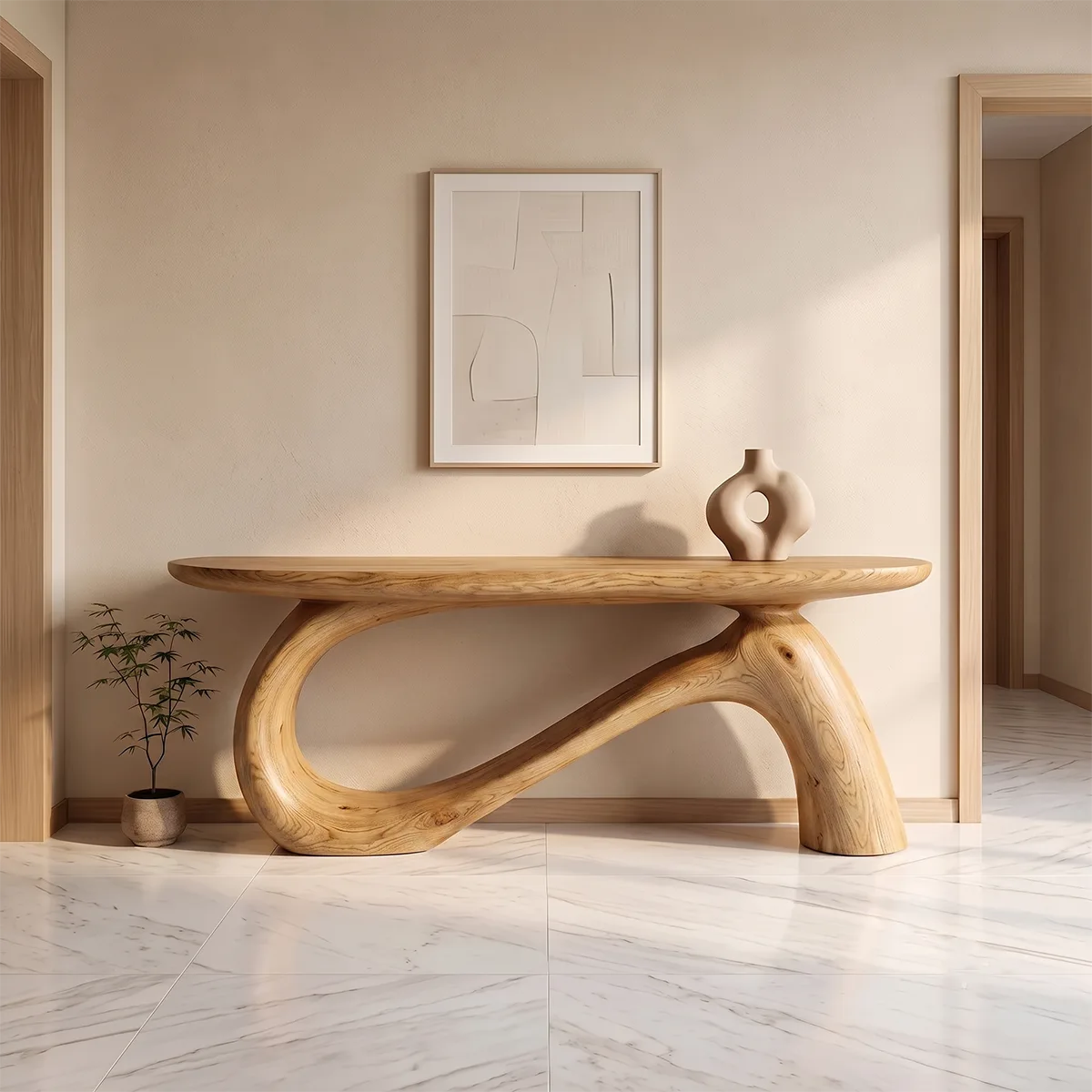 Modern Sculptural Console Table | Organic Entryway Hallway Accent Table TH003-2701