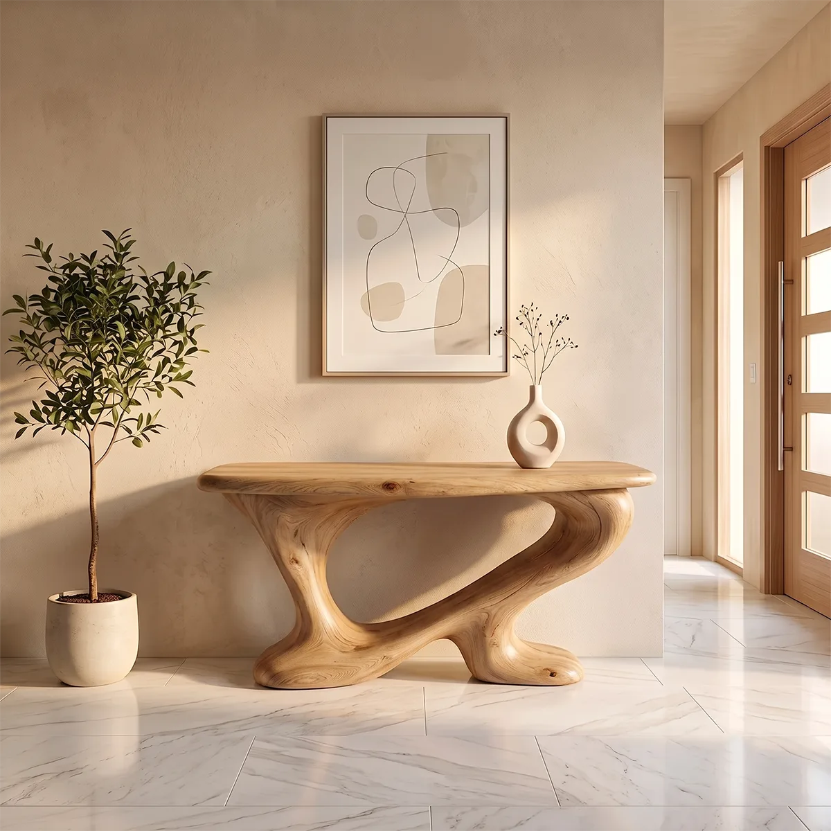 Modern Sculptural Console Table | Contemporary Entryway Hallway Accent Table TH003-1239