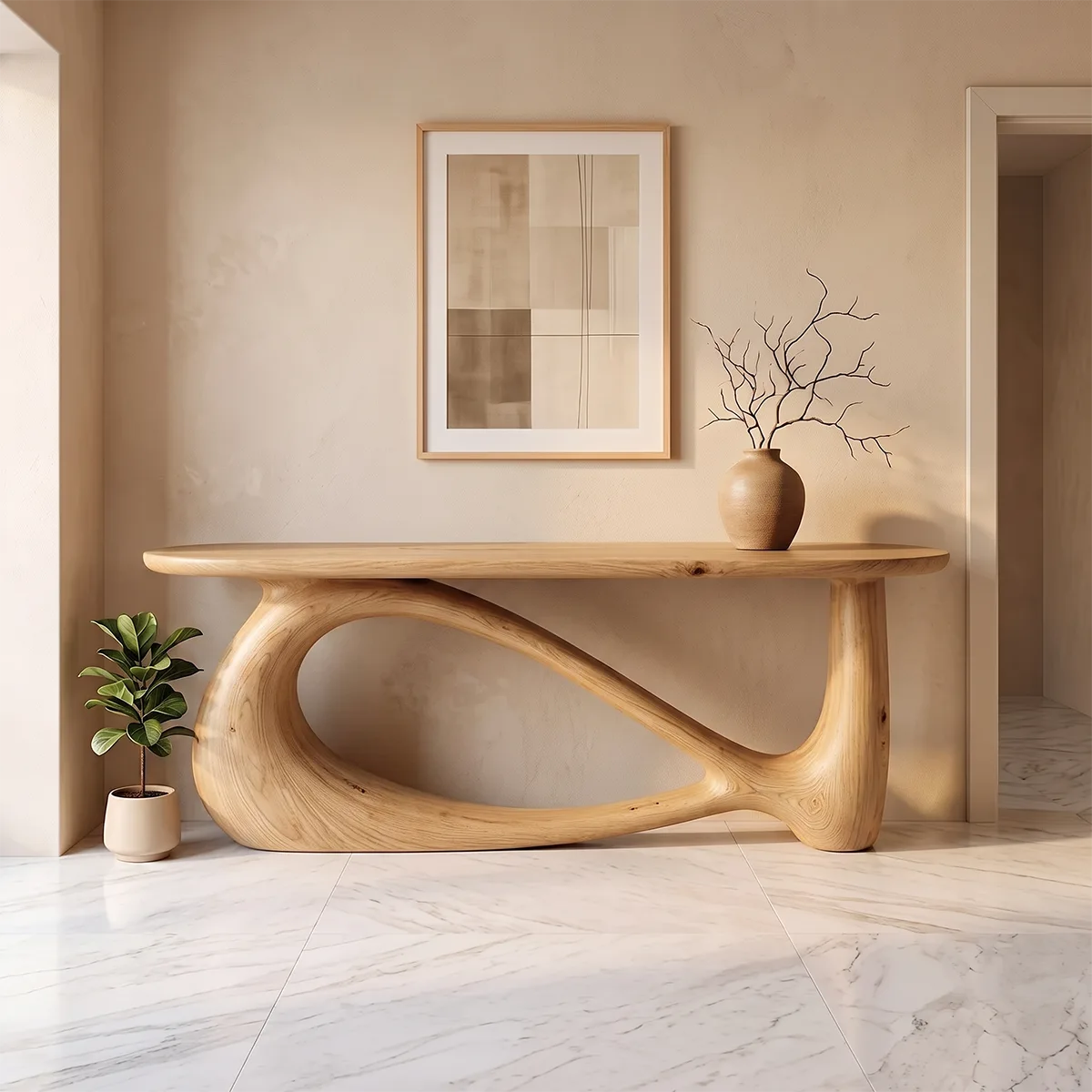 Modern Organic Console Table | Sculptural Entryway Accent Table for Contemporary Homes TH003-8476