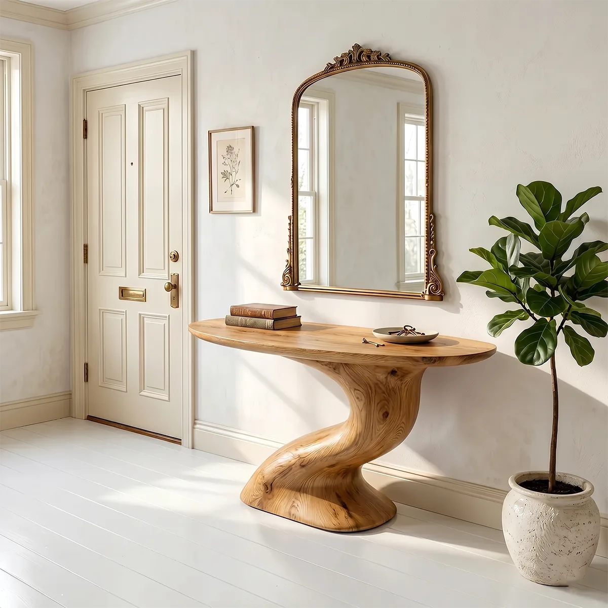 Handcrafted Natural Wood Entryway Console Table