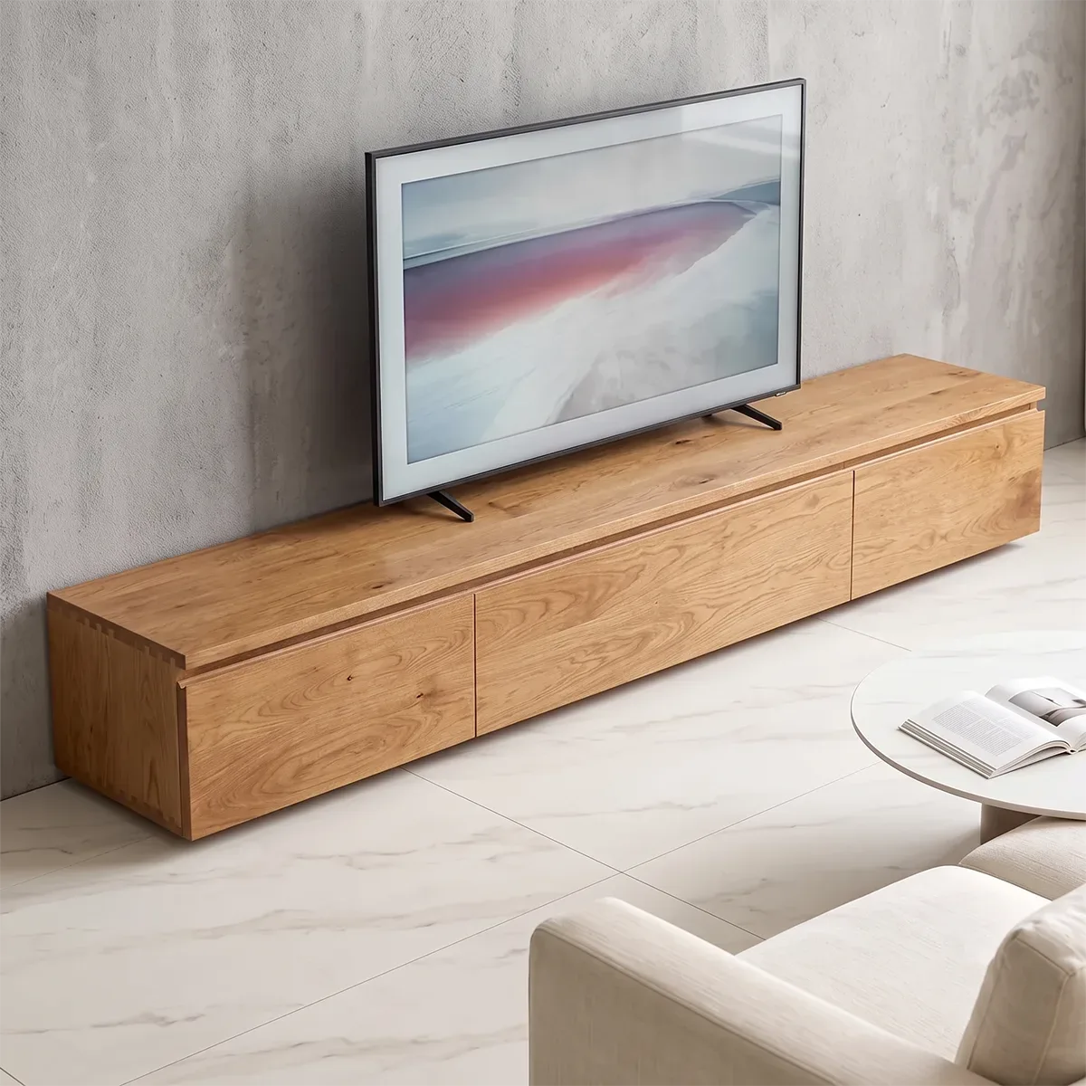 Modern Low Profile TV Stand with 3 Drawers | Minimalist Long Media Console TH003-8GTN1YT