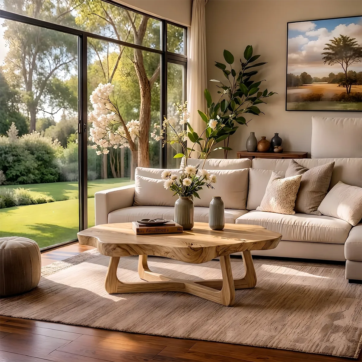 Live Edge Solid Wood Coffee Table – Organic Modern Design TH003-3977