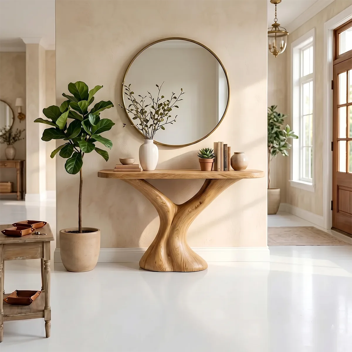 Handcrafted Wooden Console Table, Hallway Table for Modern Home