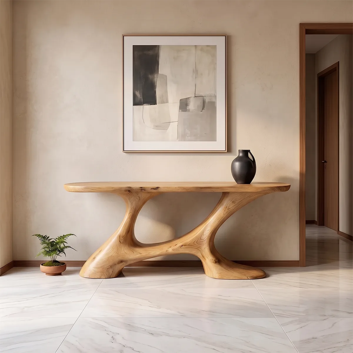 Modern Organic Console Table | Sculptural Entryway Table with Asymmetrical Open Base TH003-5256