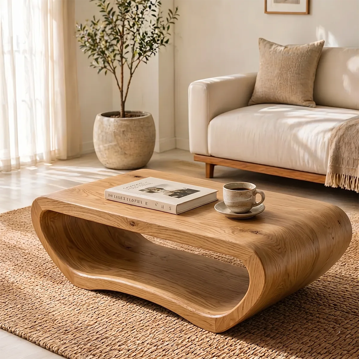 Modern Solid Wood Continuous Loop Coffee Table