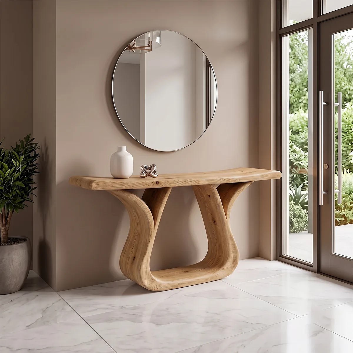 Modern Sculptural Console Table – Curved Entryway Table for Contemporary Homes TH003-9998
