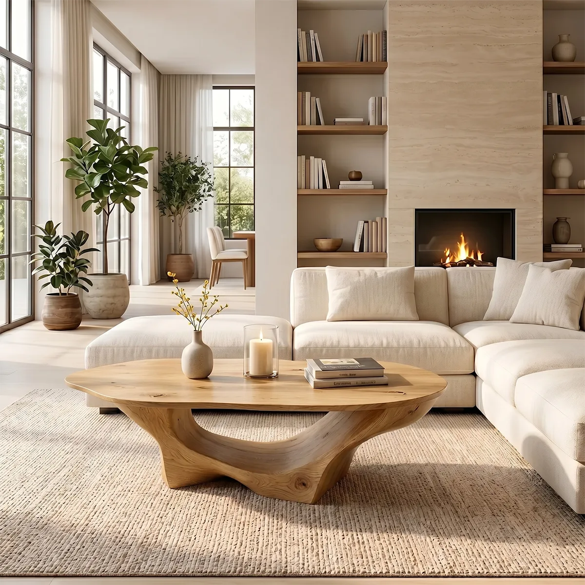 Organic Solid Wood Coffee Table – Sculptural Modern Design TH003-9719