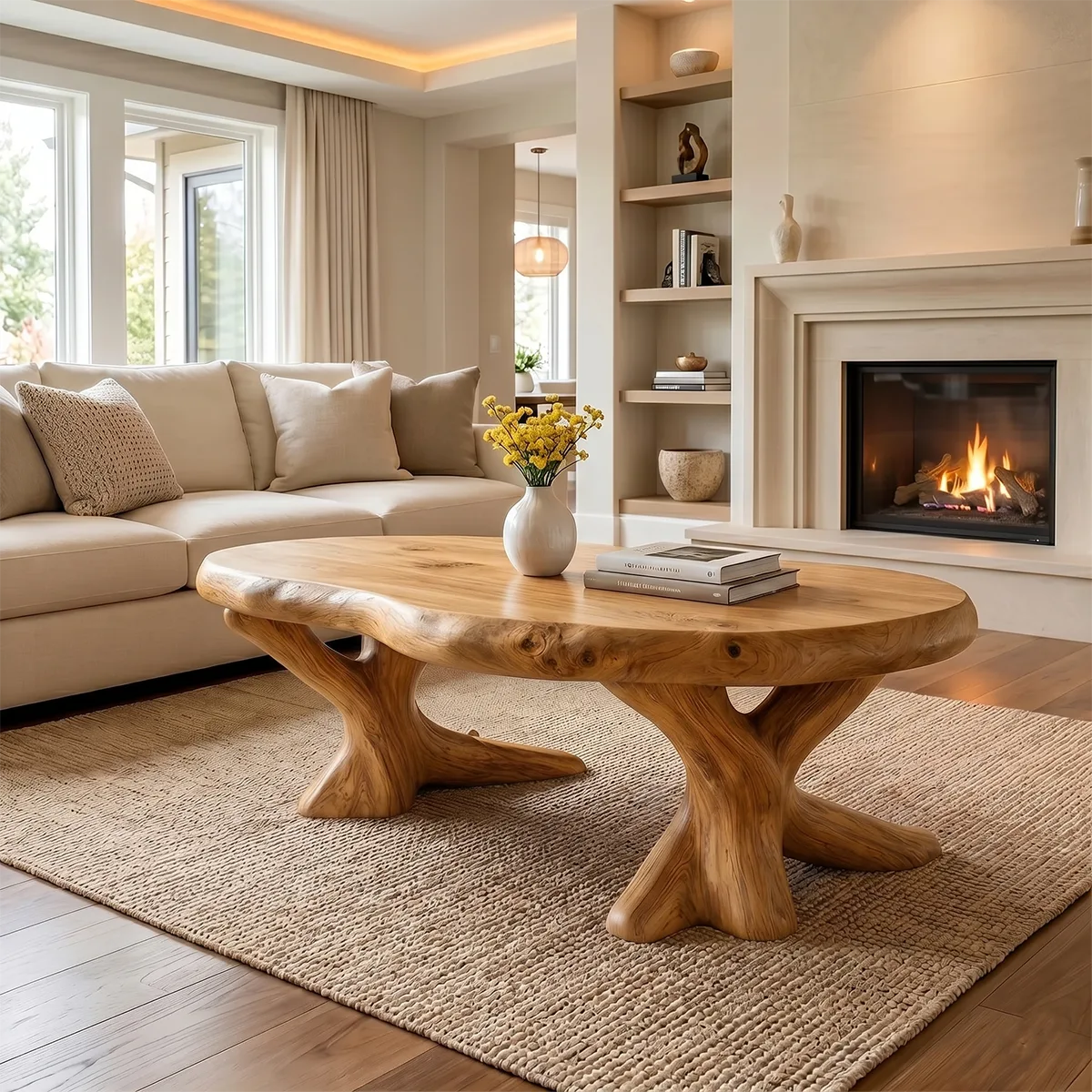 Organic Round Coffee Table for Modern Living Room Spaces TH003-5752