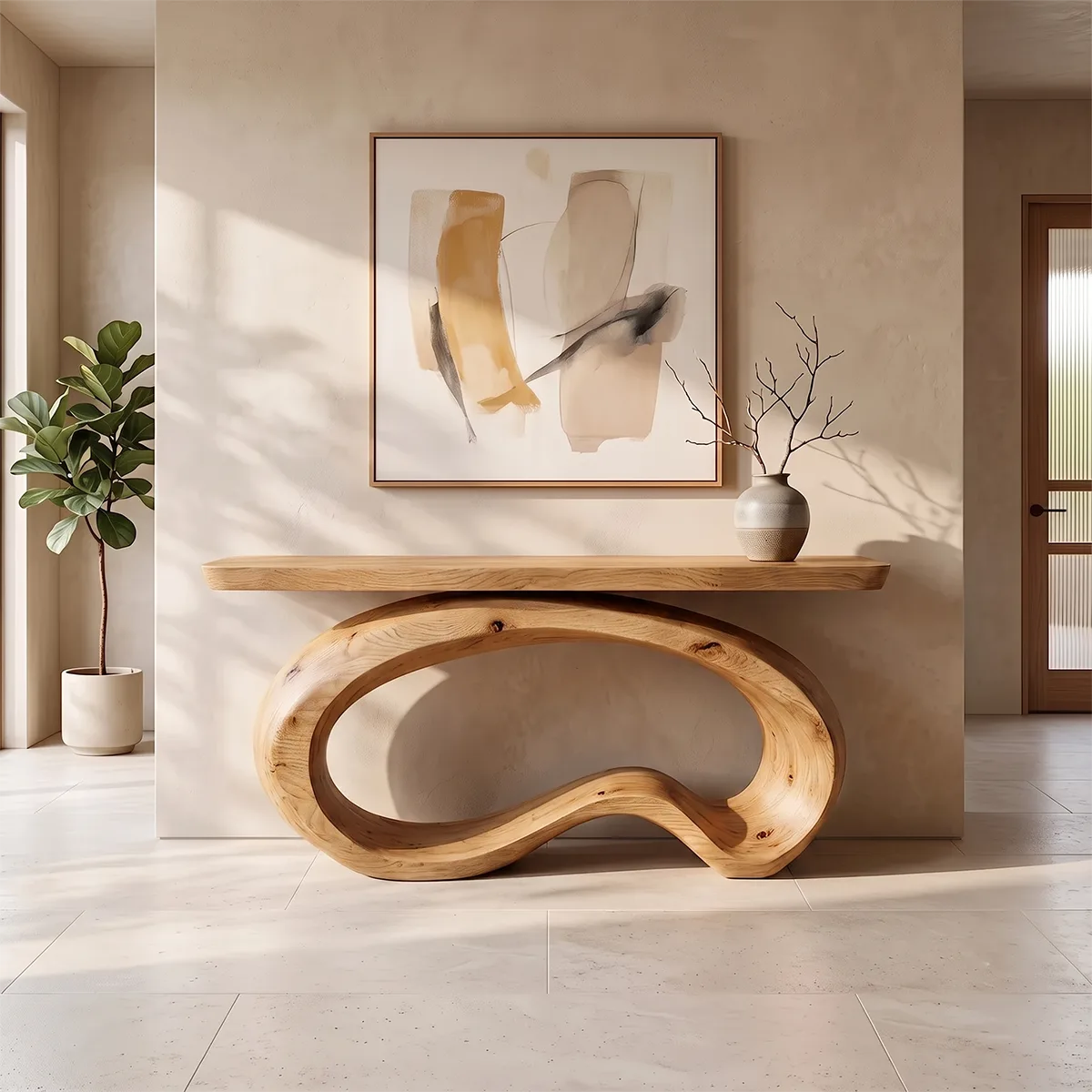 Modern Organic Console Table | Sculptural Entryway Hallway Accent Table TH003-5428