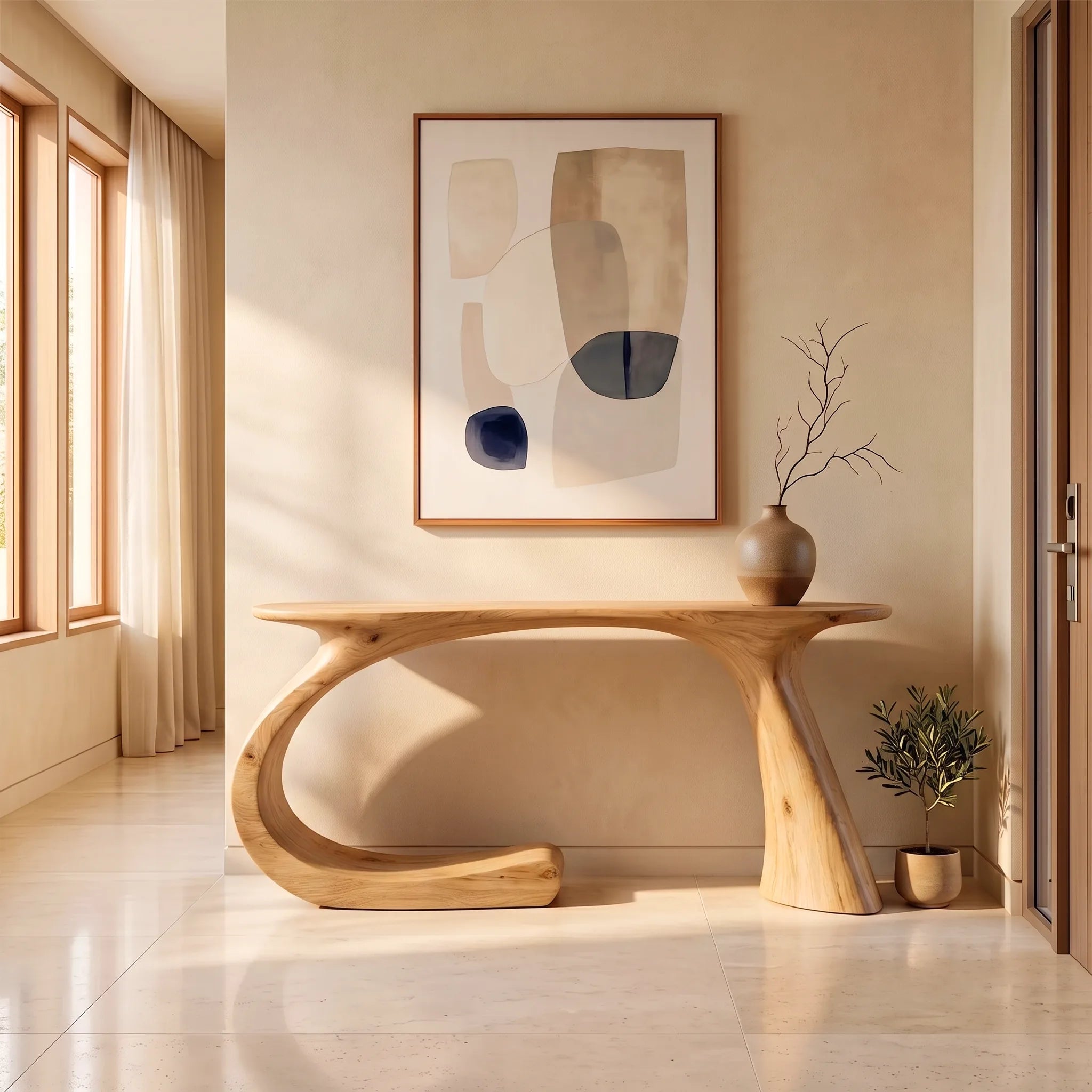 Modern Organic Console Table | Sculptural Entryway Hallway Accent Table TH003-9208