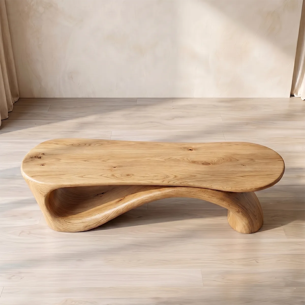 Handcrafted Organic Solid Wood Bench for Luxury Modern Entryway and Hallway Decor