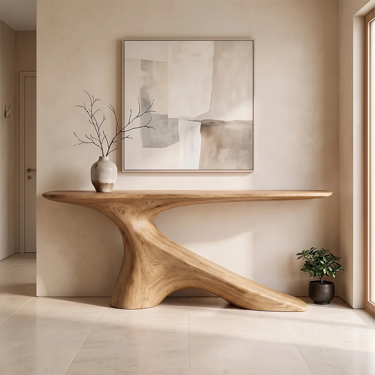 Modern Organic Console Table | Sculptural Entryway Hallway Accent Table TH003-5210