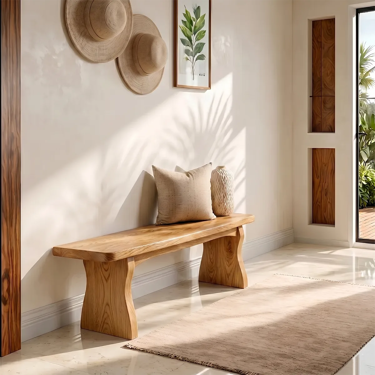 Minimalist Solid Wood Entryway Bench for Modern Hallway and Contemporary Living Spaces